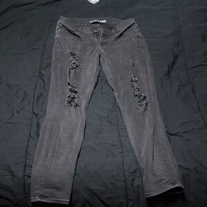 Express Black Denim Jeans with Logo Waistband